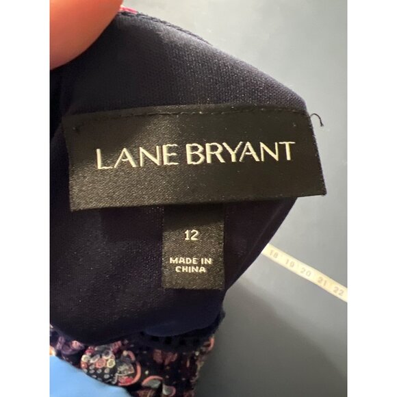 Lane Bryant Womens Floral Short Sleeve Navy Top Size 12 Boho Lagenlook - Picture 5 of 10